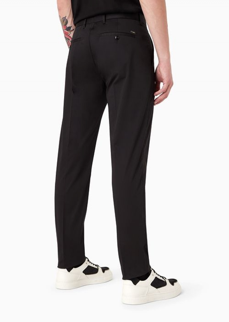 Black Emporio Armani Stretch-cotton Chinos | EA-SN58391