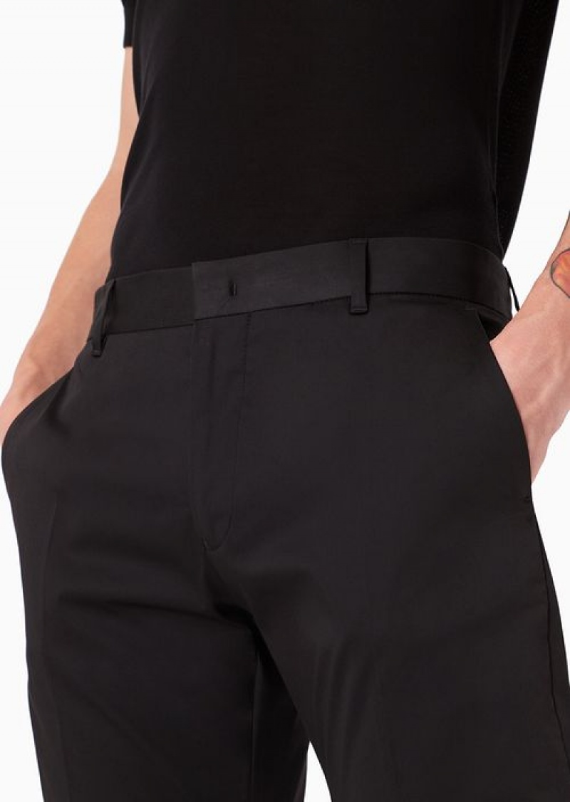 Black Emporio Armani Stretch-cotton Chinos | EA-SN58391