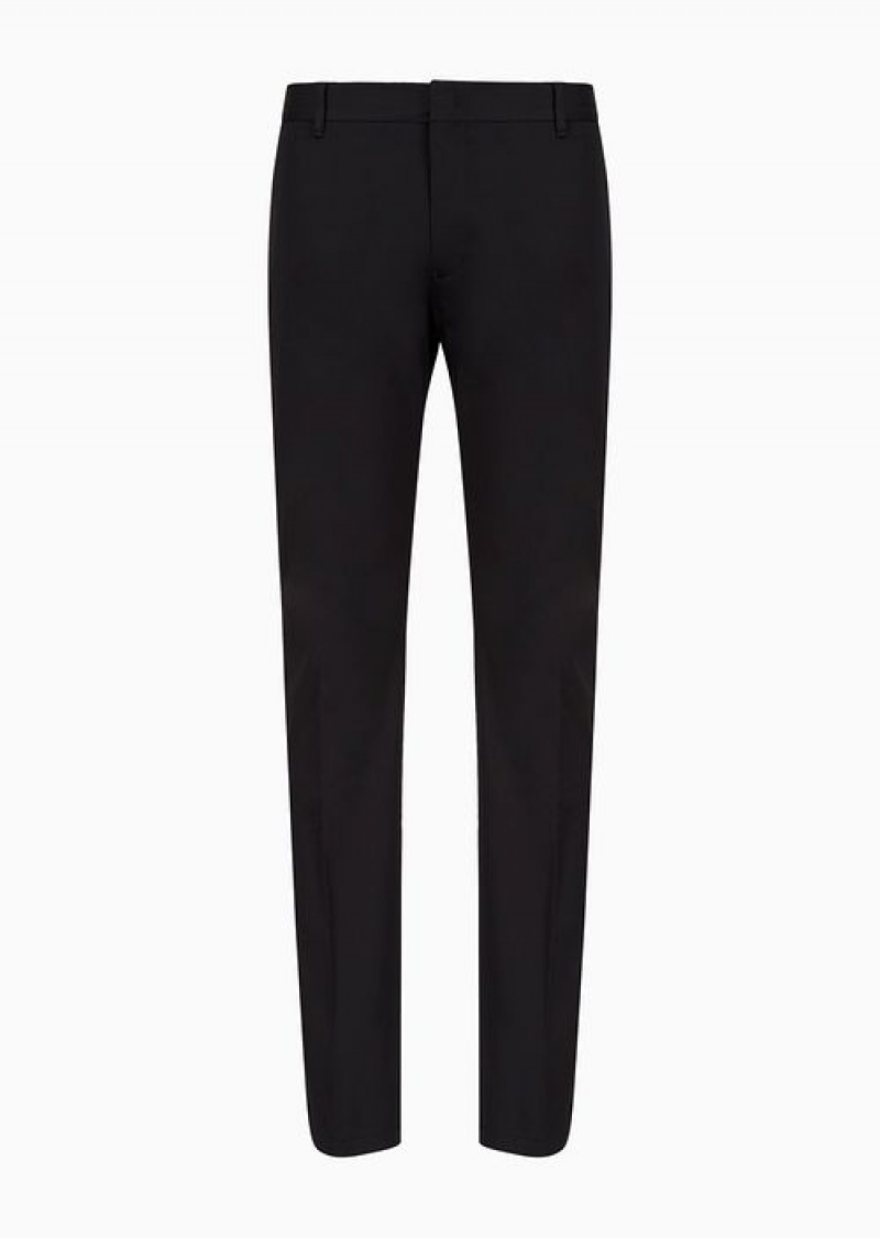 Black Emporio Armani Stretch-cotton Chinos | EA-SN58391