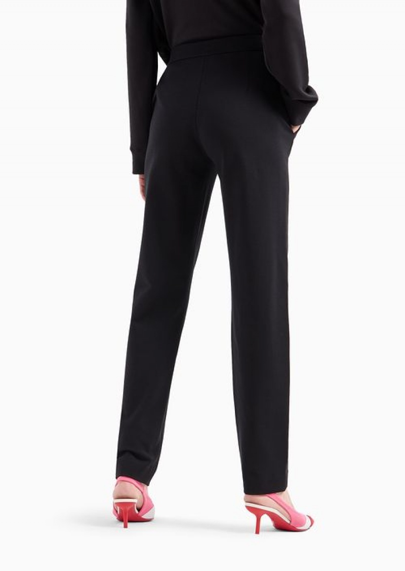 Black Emporio Armani Super Slim Fit Trousers In Milano-stitch Fabric | EA-SN56818