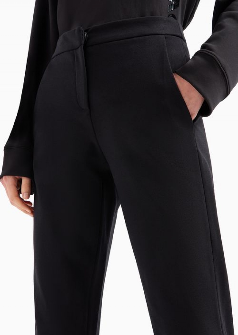 Black Emporio Armani Super Slim Fit Trousers In Milano-stitch Fabric | EA-SN56818