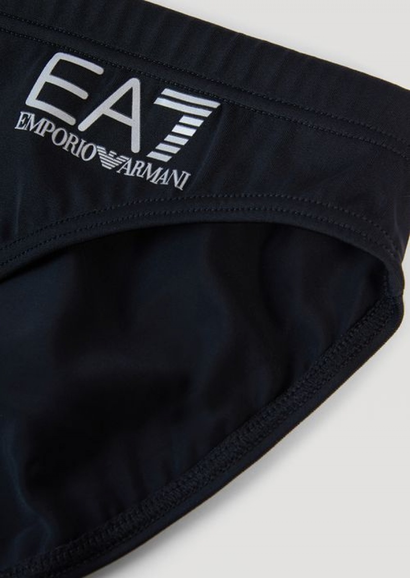 Black Emporio Armani Swim Briefs With Logo | EA7-SN59877