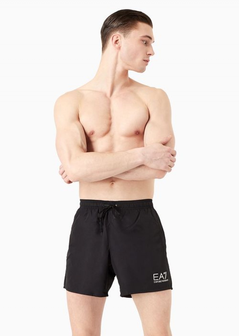 Black Emporio Armani Swim Trunks With Logo | EA7-SN59882