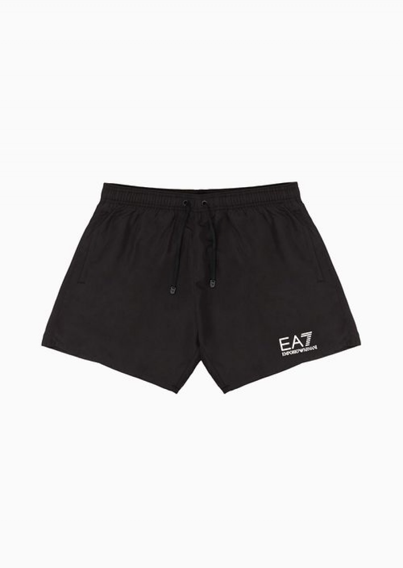 Black Emporio Armani Swim Trunks With Logo | EA7-SN59882