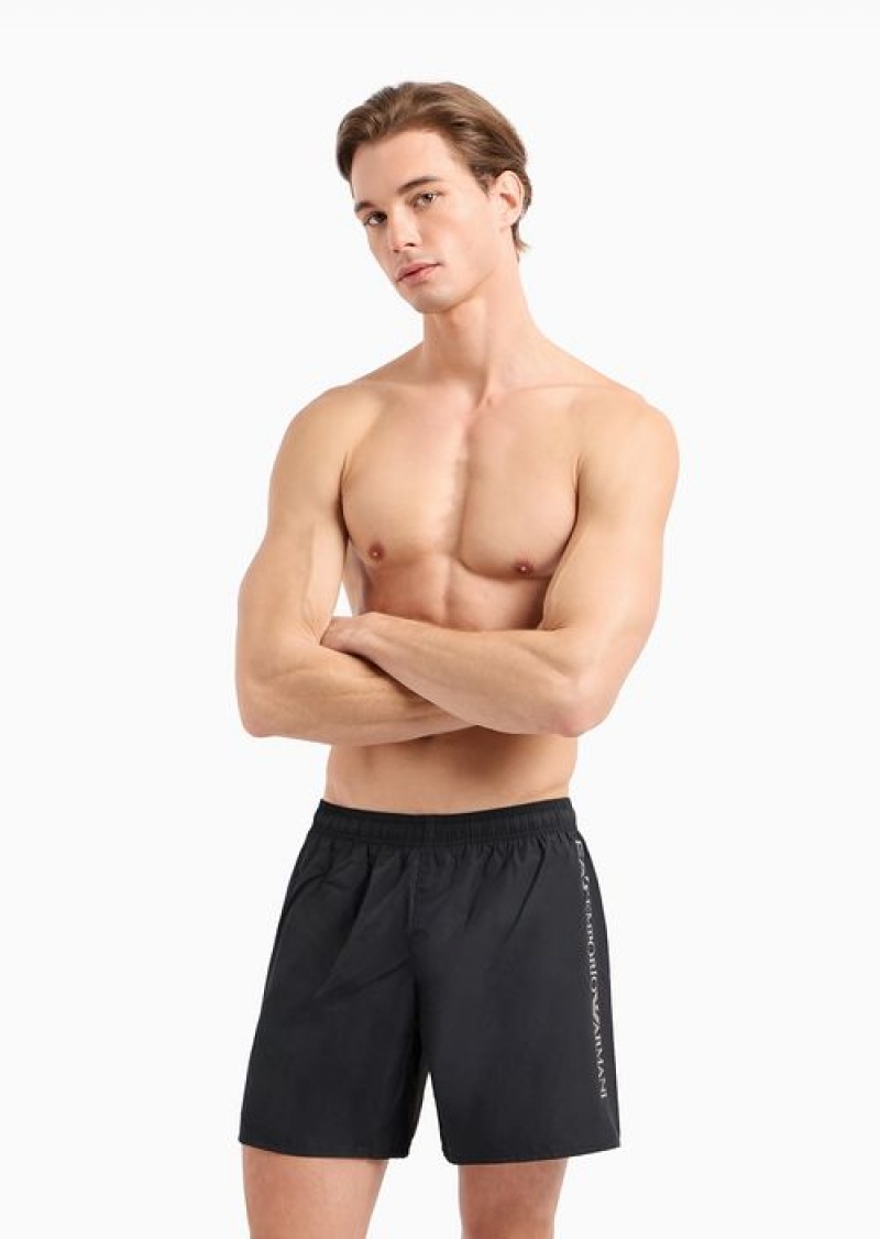 Black Emporio Armani Swim Trunks With Logo | EA7-SN59883