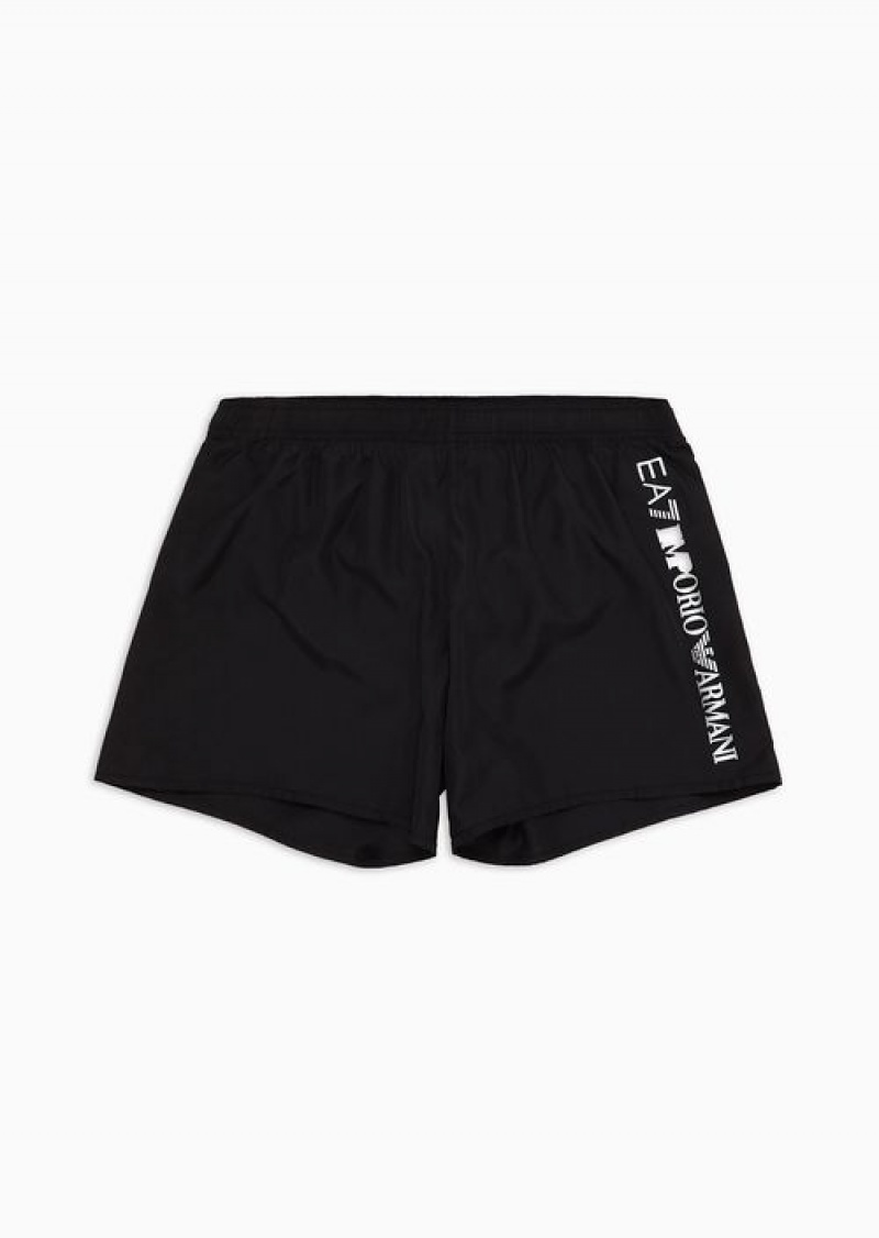 Black Emporio Armani Swim Trunks With Logo | EA7-SN59883