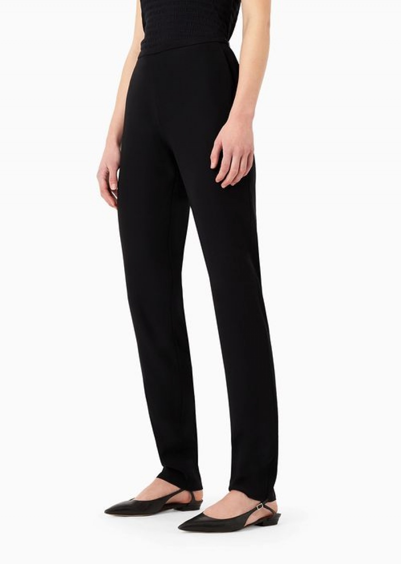 Black Emporio Armani Technical-cady Cigarette Trousers | EA-SN56813