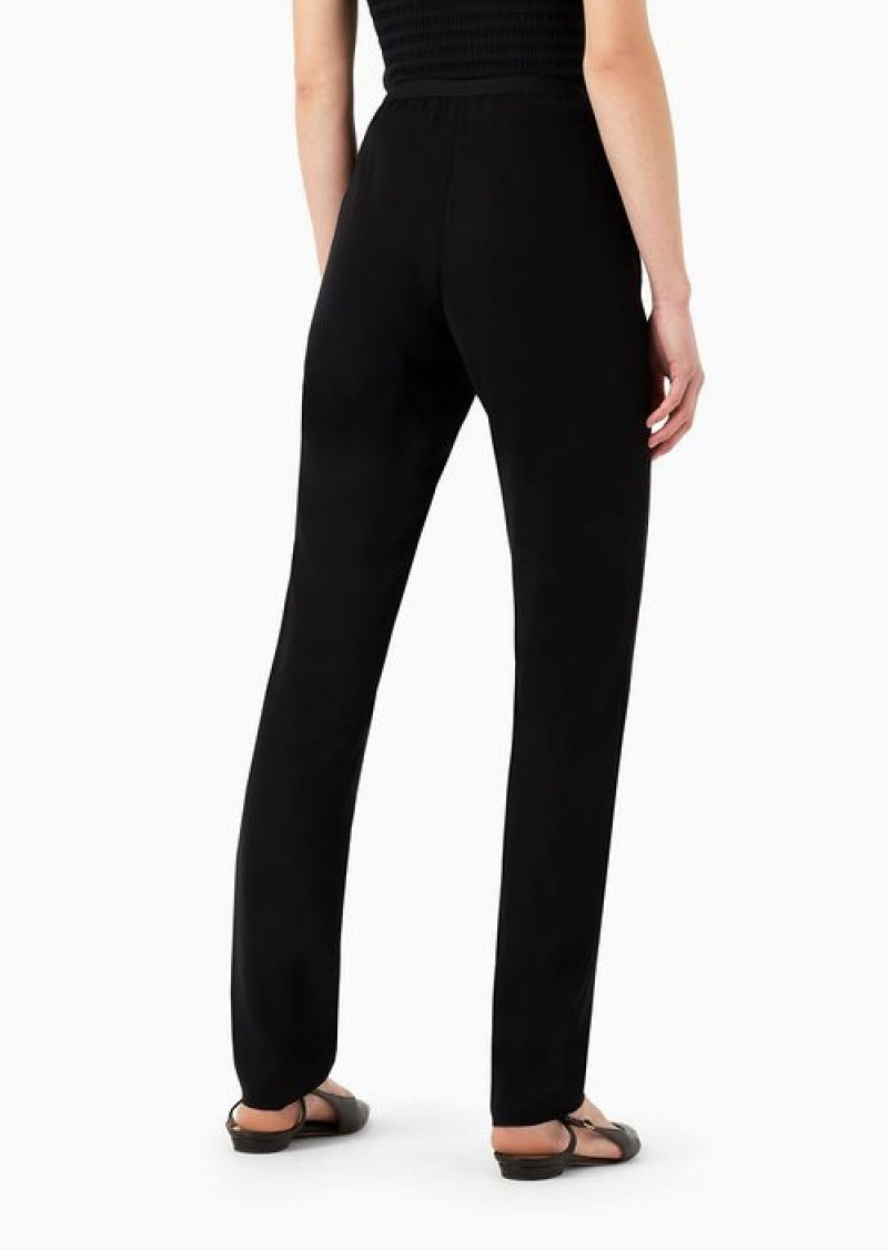 Black Emporio Armani Technical-cady Cigarette Trousers | EA-SN56813