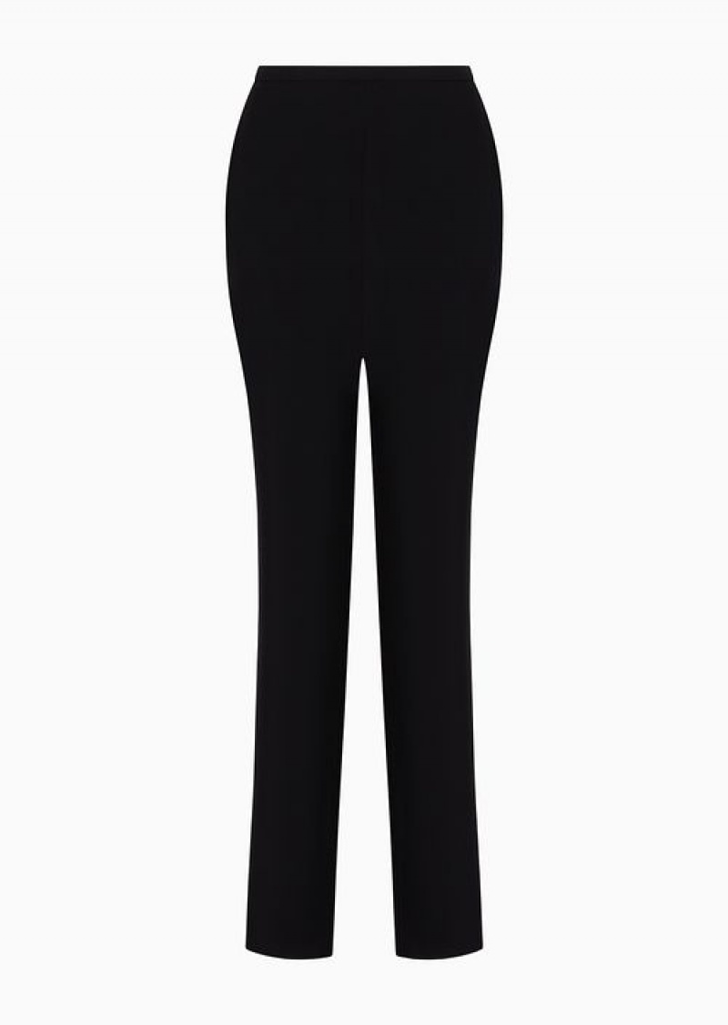 Black Emporio Armani Technical-cady Cigarette Trousers | EA-SN56813