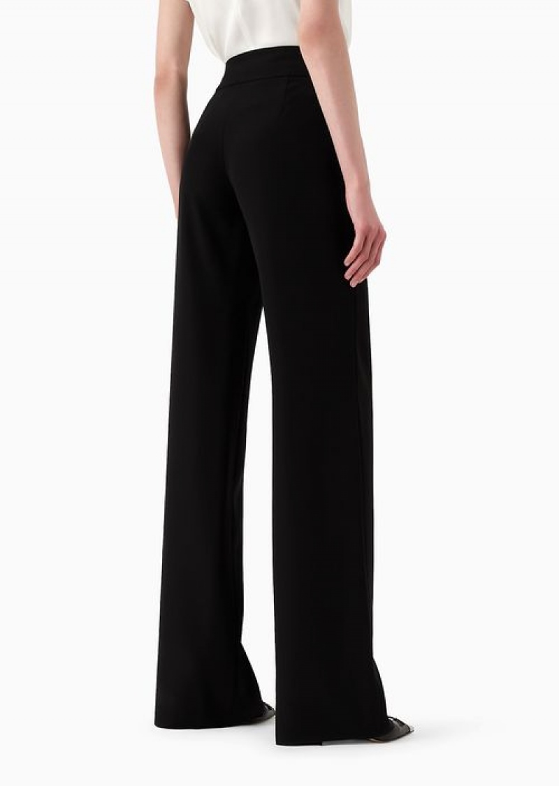 Black Emporio Armani Techno Cady Palazzo Trousers | EA-SN56876