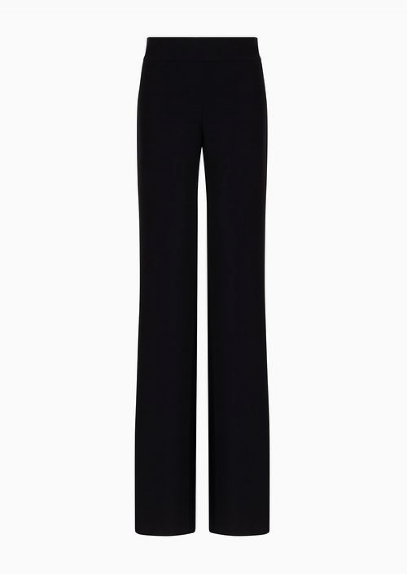 Black Emporio Armani Techno Cady Palazzo Trousers | EA-SN56876