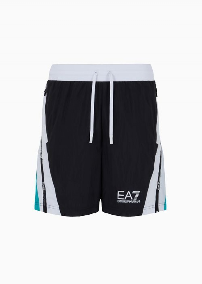 Black Emporio Armani Tennis Club Shorts In Asv Recycled Fabric | EA7-SN59825