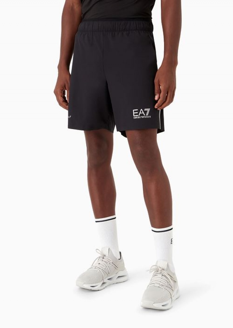 Black Emporio Armani Tennis Pro Board Shorts In Ventus7 Technical Fabric | EA7-SN59823