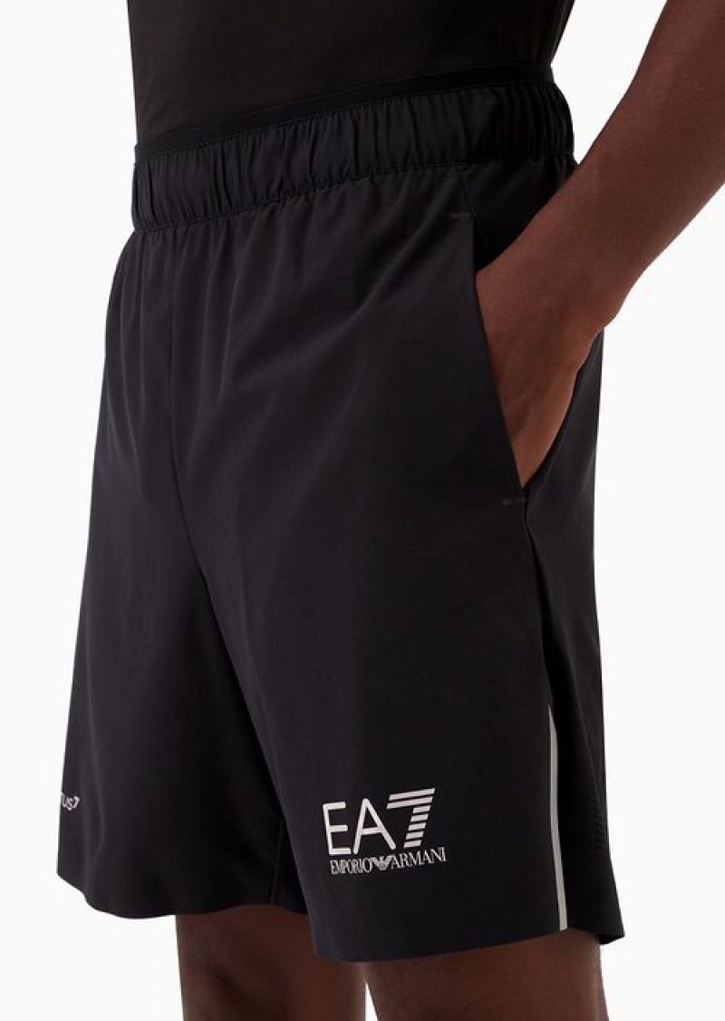 Black Emporio Armani Tennis Pro Board Shorts In Ventus7 Technical Fabric | EA7-SN59823