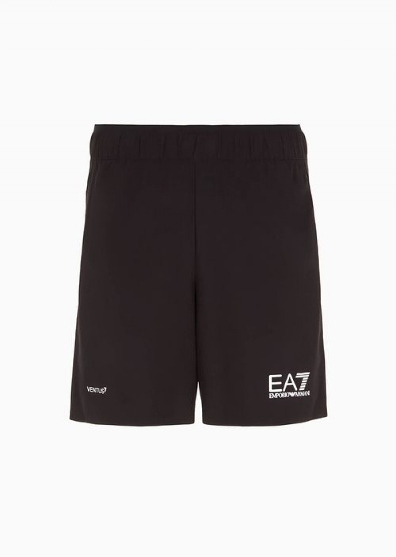 Black Emporio Armani Tennis Pro Board Shorts In Ventus7 Technical Fabric | EA7-SN59823