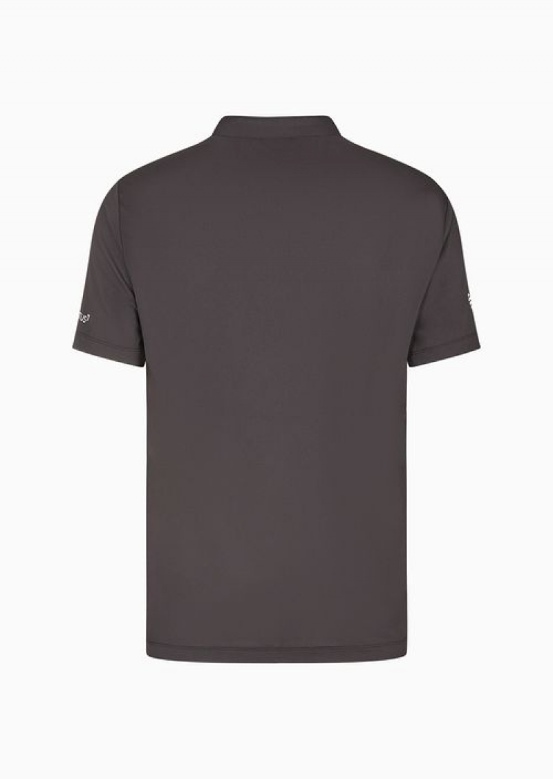 Black Emporio Armani Tennis Pro Henley-collar Polo Shirt In Ventus7 Technical Fabric | EA7-SN59968