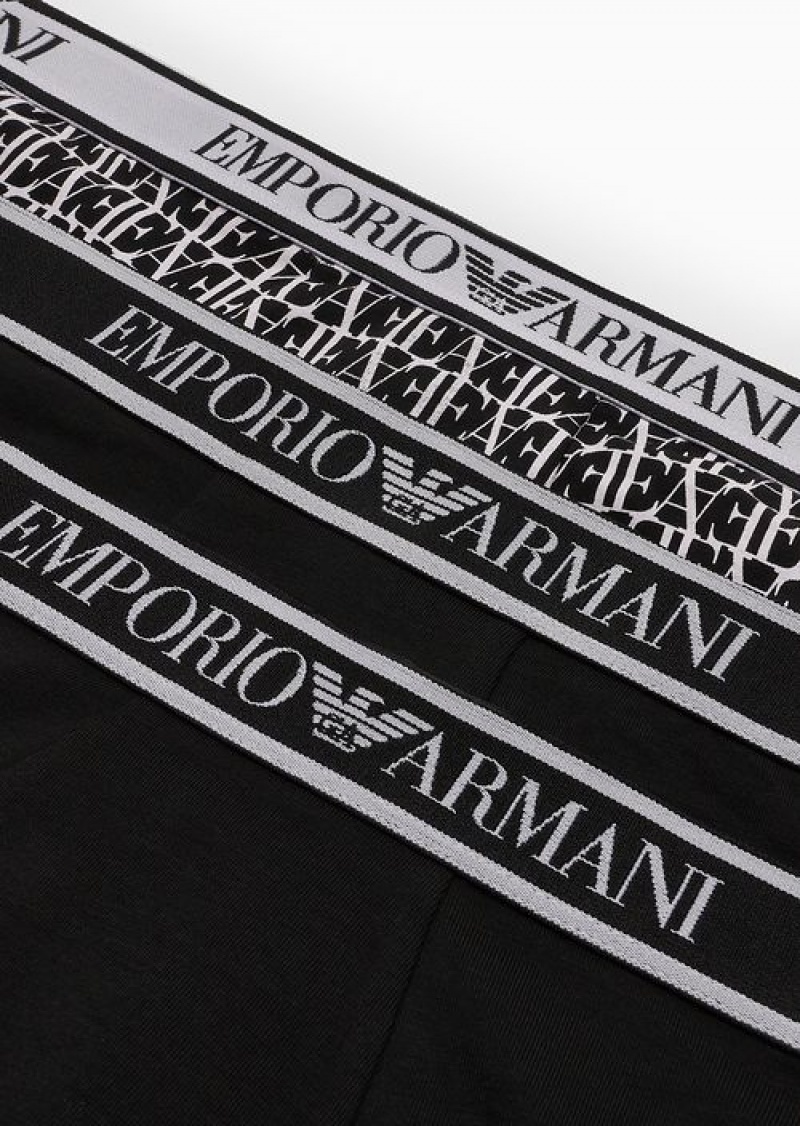 Black Emporio Armani Three-pack Of Boxer Briefs With Core Logo Waistband | EA-SN58805