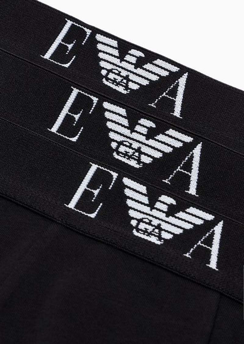 Black Emporio Armani Three-pack Of Boxer Briefs With Essential Monogram Logo | EA-SN58810