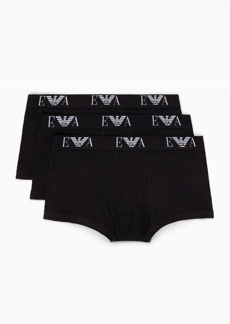 Black Emporio Armani Three-pack Of Boxer Briefs With Essential Monogram Logo | EA-SN58810