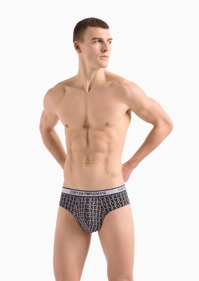 Black Emporio Armani Three-pack Of Briefs With Core Logo Waistband | EA-SN58830