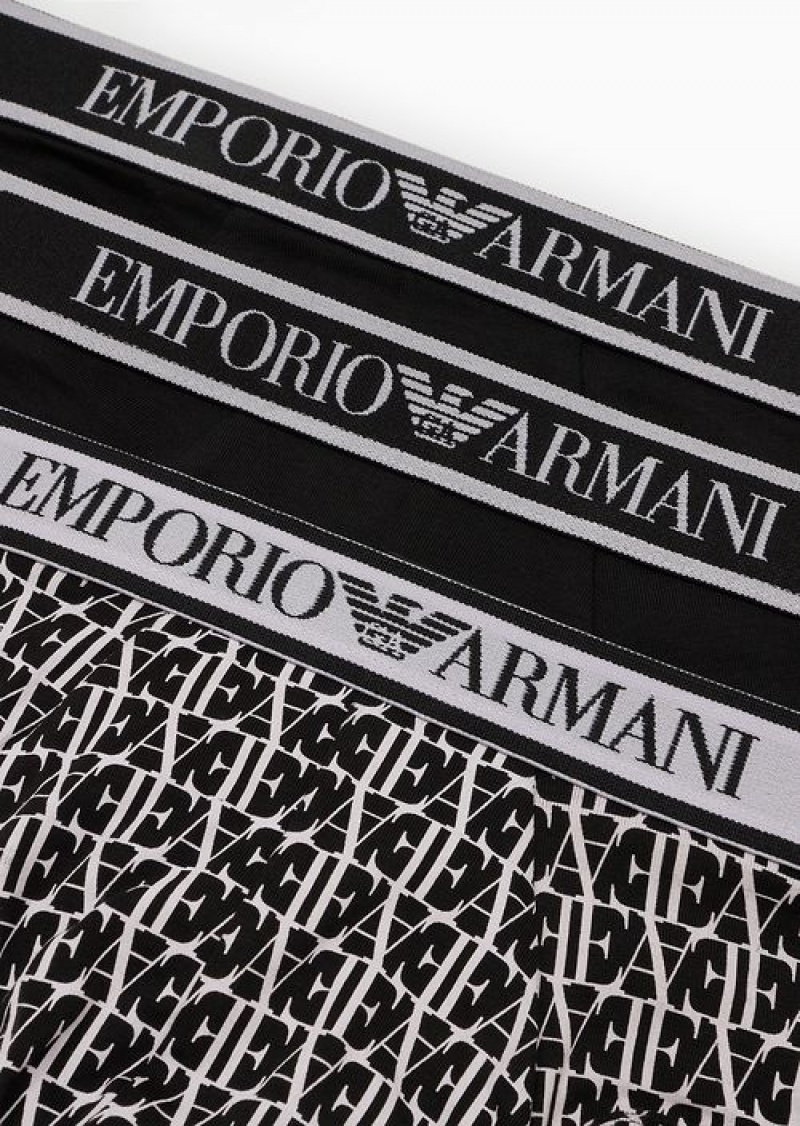 Black Emporio Armani Three-pack Of Briefs With Core Logo Waistband | EA-SN58830