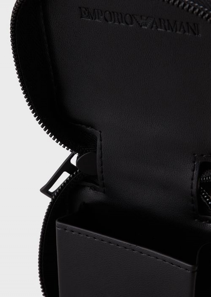 Black Emporio Armani Travel Essentials Nylon Airpods Case | EA-SN59281