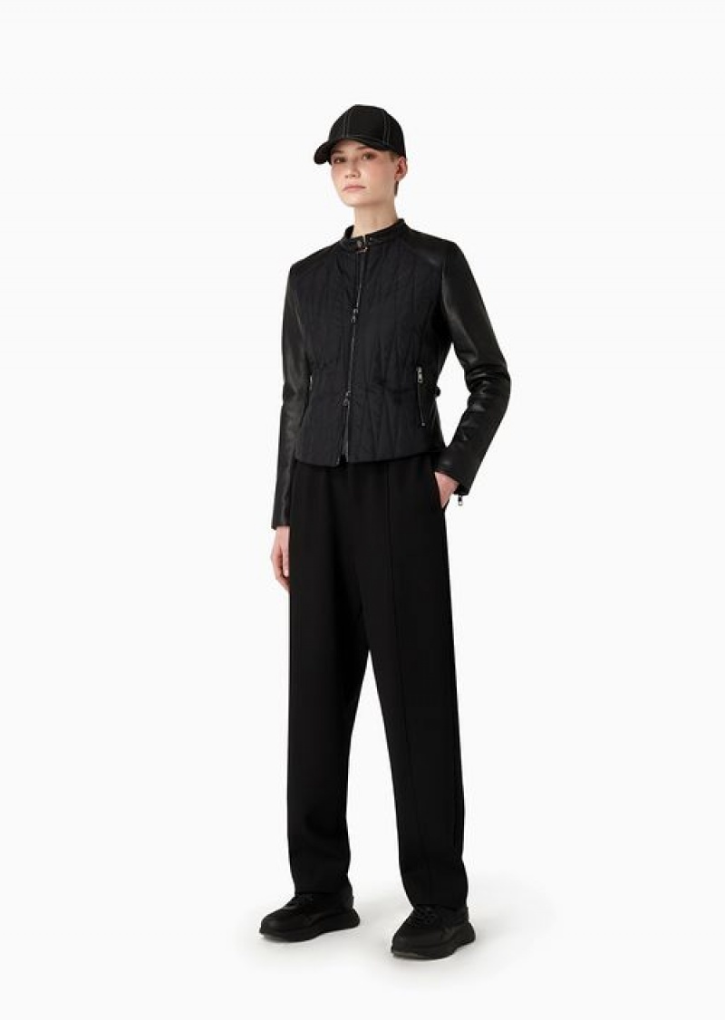 Black Emporio Armani Travel Essentials Stretch-cady Elasticated-waist Trousers | EA-SN56803