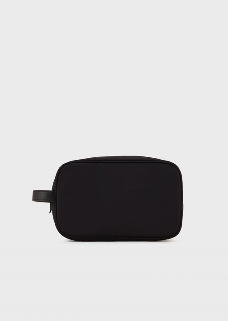 Black Emporio Armani Travel Essentials Waterproof Nylon Washbag | EA-SN59279