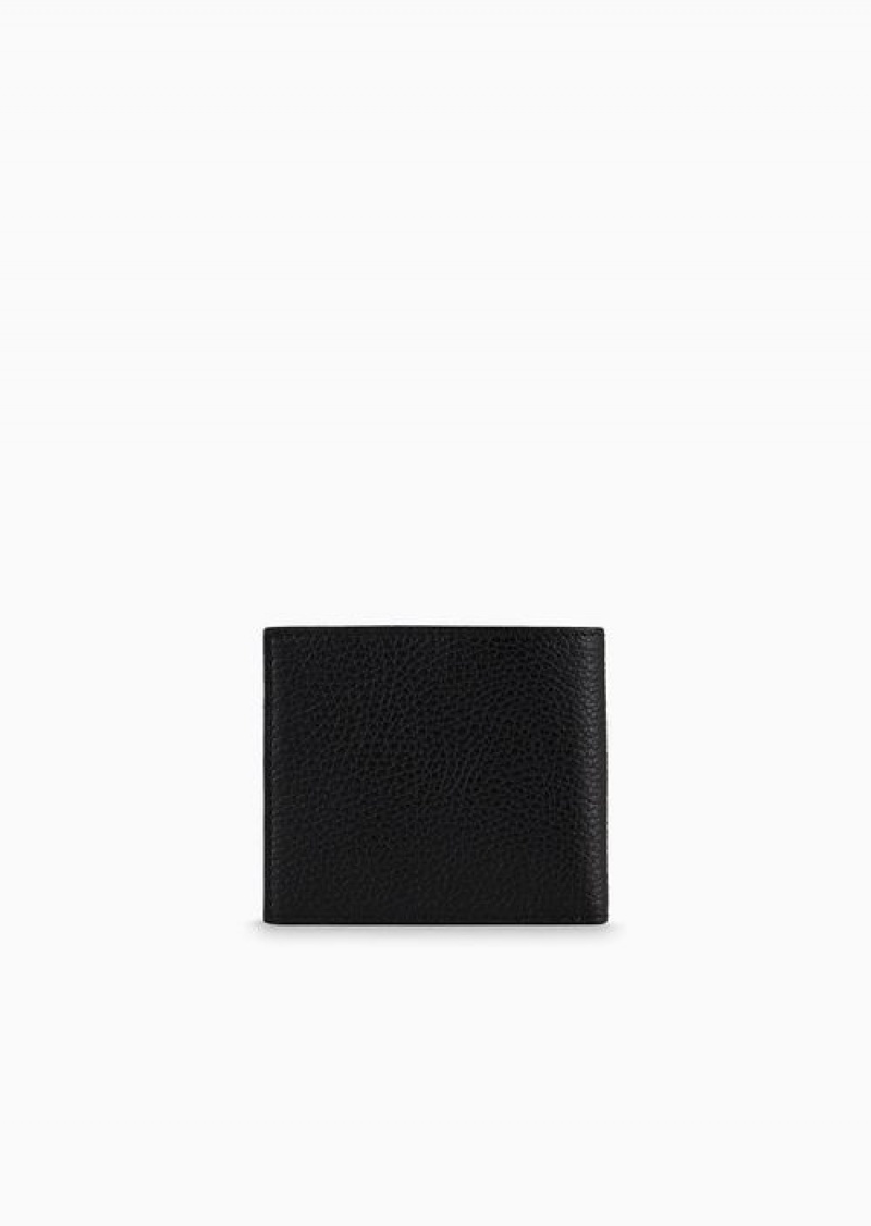 Black Emporio Armani Tumbled Leather Wallet | EA-SN59290