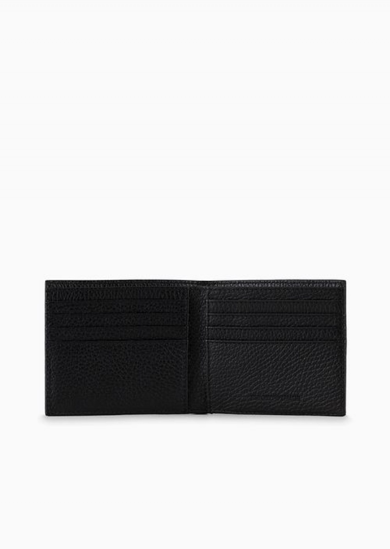 Black Emporio Armani Tumbled Leather Wallet | EA-SN59290