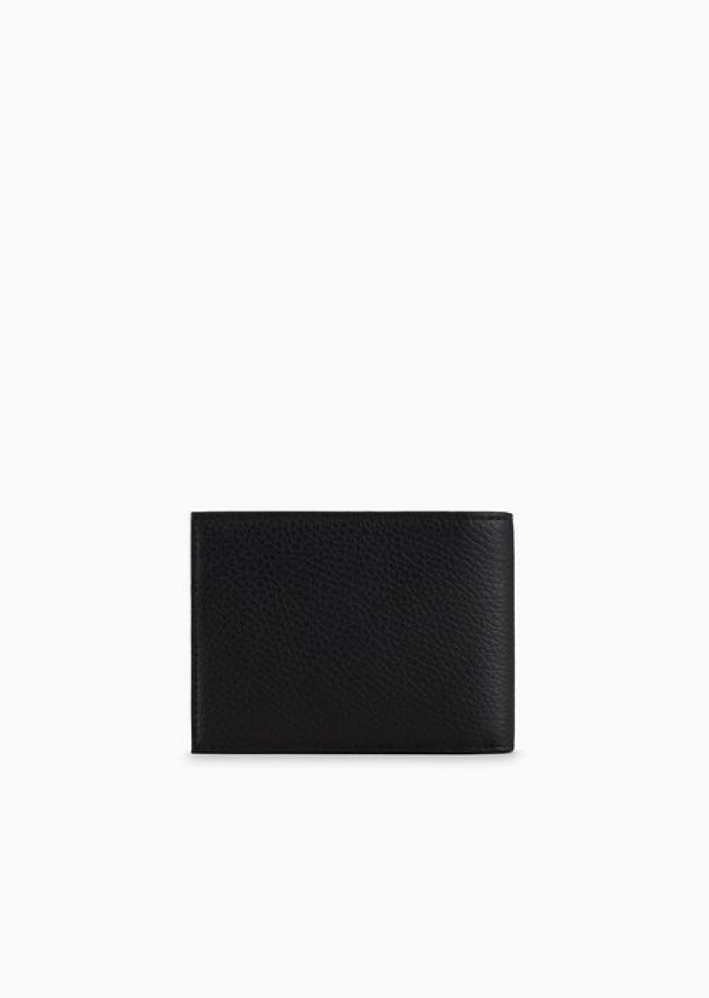 Black Emporio Armani Tumbled-leather Wallet With Coin Purse | EA-SN59286