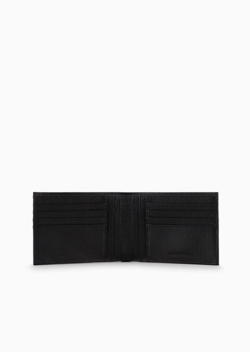 Black Emporio Armani Tumbled-leather Wallet With Coin Purse | EA-SN59286