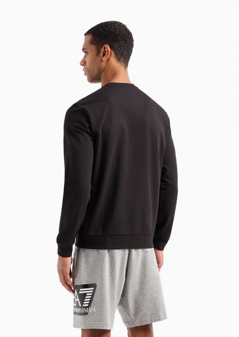 Black Emporio Armani Visibility Cotton Crew-neck Sweatshirt | EA7-SN59979