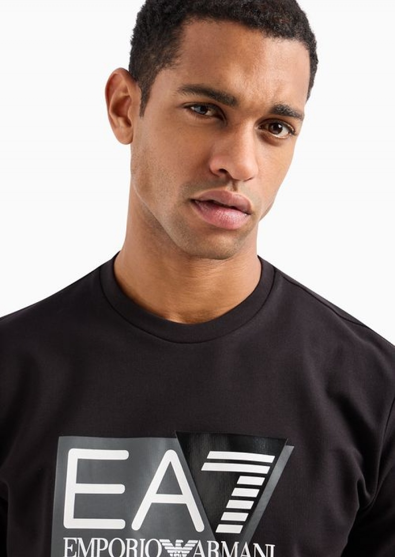 Black Emporio Armani Visibility Cotton Crew-neck Sweatshirt | EA7-SN59979