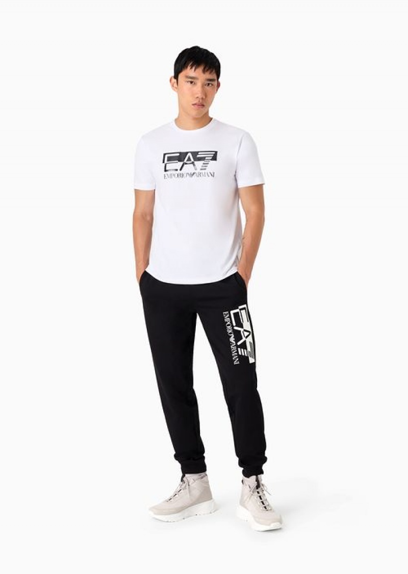 Black Emporio Armani Visibility Cotton Joggers | EA7-SN59836