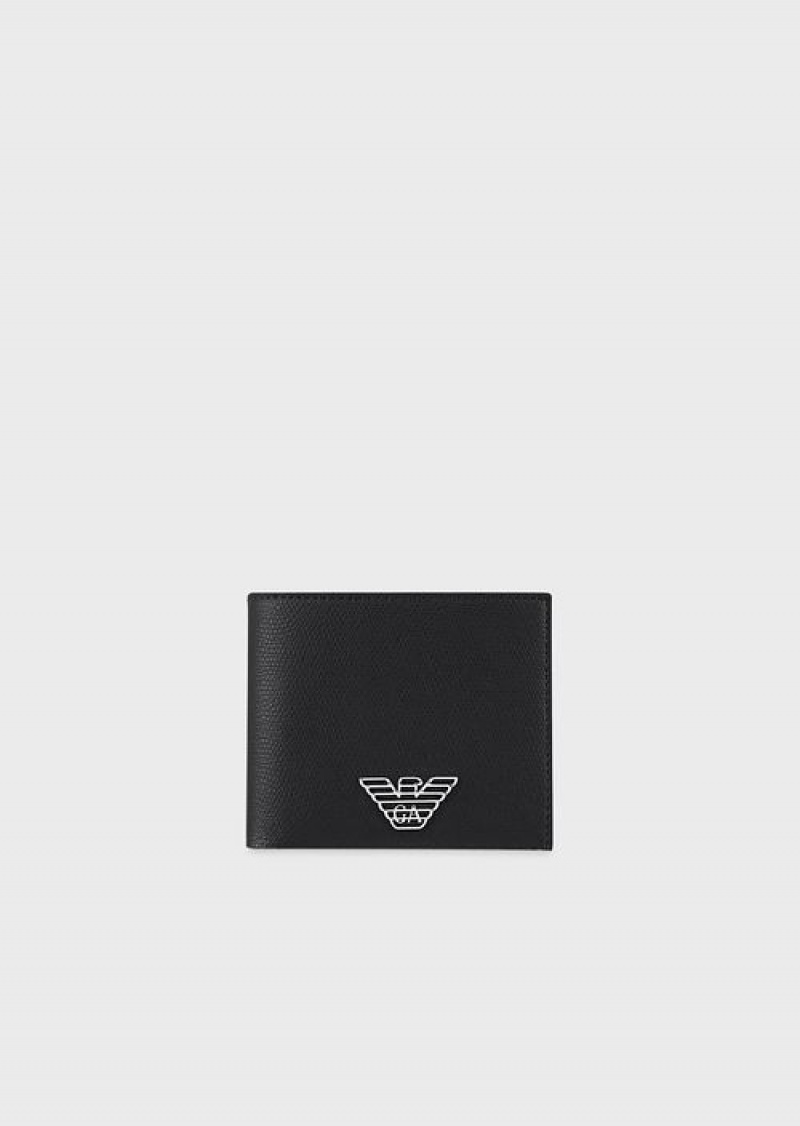 Black Emporio Armani Wallet With Eagle Plaque | EA-SN59319