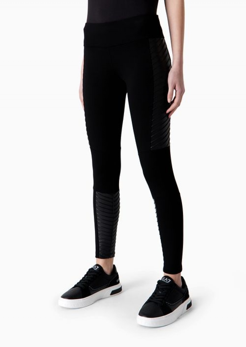 Black Emporio Armani Winter Mix Viscose-blend Leggings | EA7-SN59537