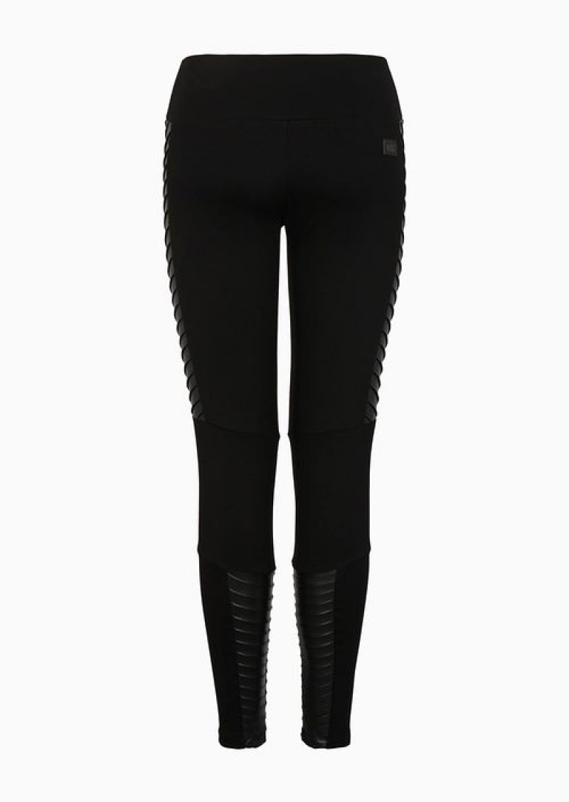 Black Emporio Armani Winter Mix Viscose-blend Leggings | EA7-SN59537