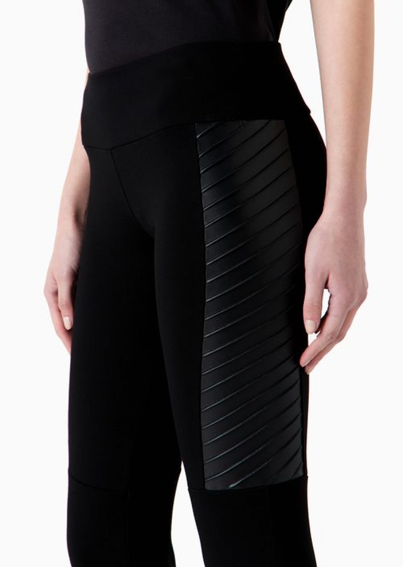 Black Emporio Armani Winter Mix Viscose-blend Leggings | EA7-SN59537