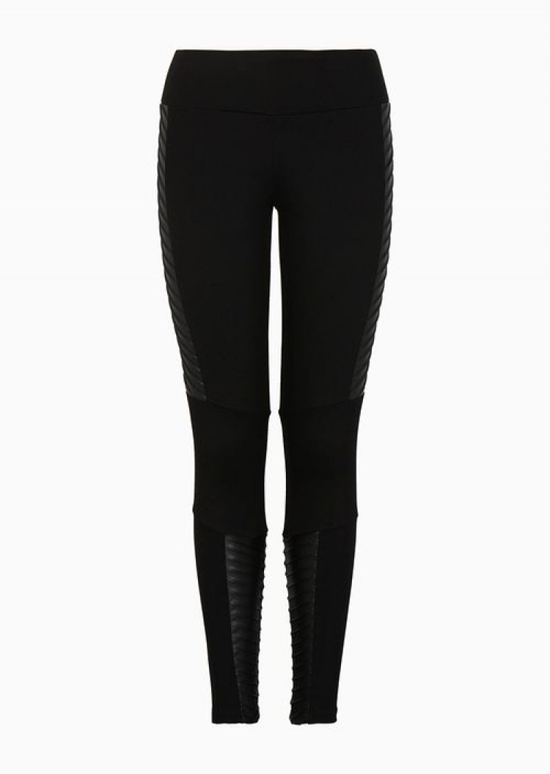 Black Emporio Armani Winter Mix Viscose-blend Leggings | EA7-SN59537