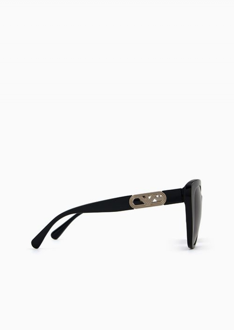 Black Emporio Armani Women’s Butterfly-shaped Sunglasses | EA-SN57726