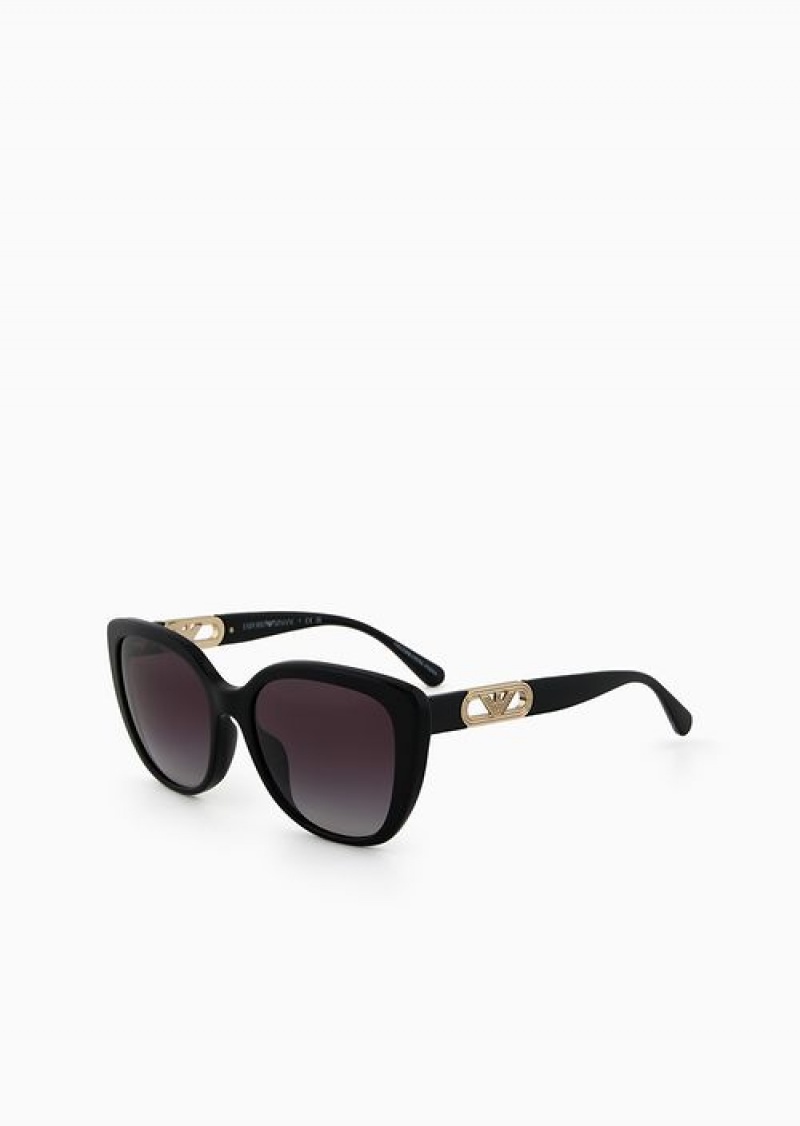 Black Emporio Armani Women’s Butterfly-shaped Sunglasses | EA-SN57727