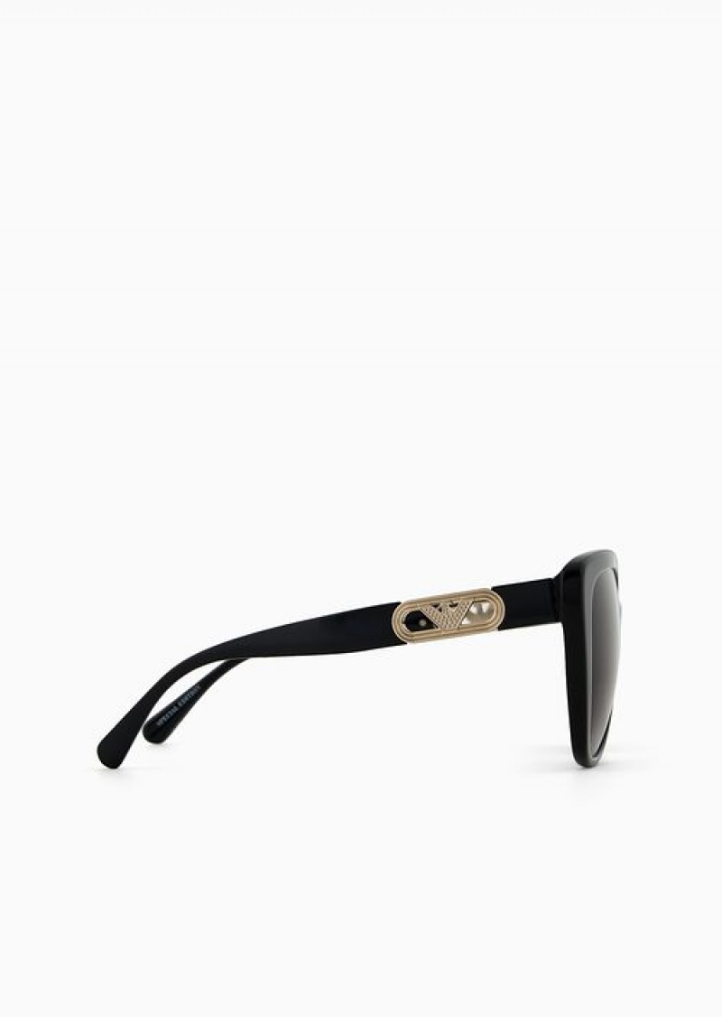 Black Emporio Armani Women’s Butterfly-shaped Sunglasses | EA-SN57727