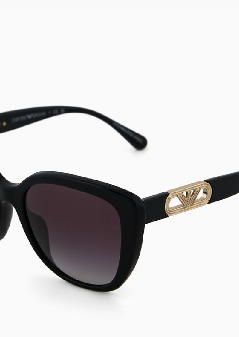 Black Emporio Armani Women’s Butterfly-shaped Sunglasses | EA-SN57727