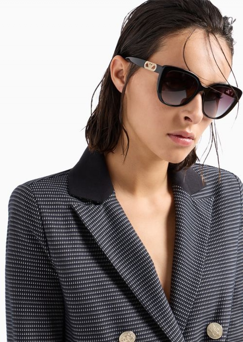 Black Emporio Armani Women’s Butterfly-shaped Sunglasses | EA-SN57727