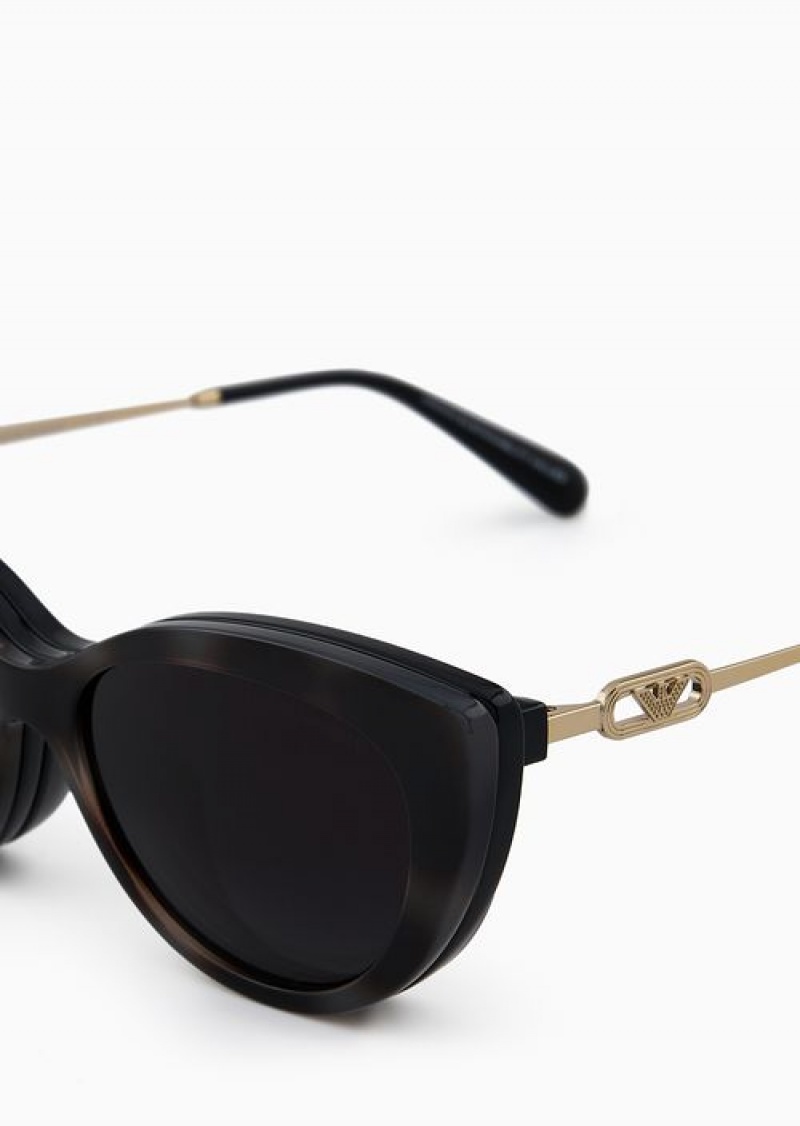 Black Emporio Armani Women’s Cat-eye Sunglasses With Interchangeable Lenses | EA-SN57729