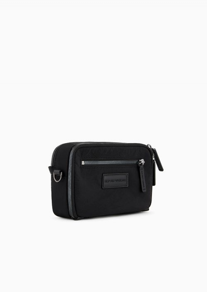 Black Emporio Armani Wrinkled-nylon Washbag | EA-SN59273