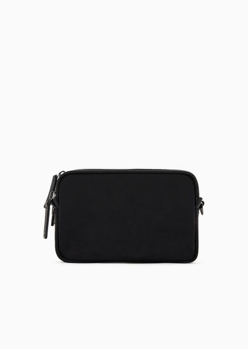 Black Emporio Armani Wrinkled-nylon Washbag | EA-SN59273