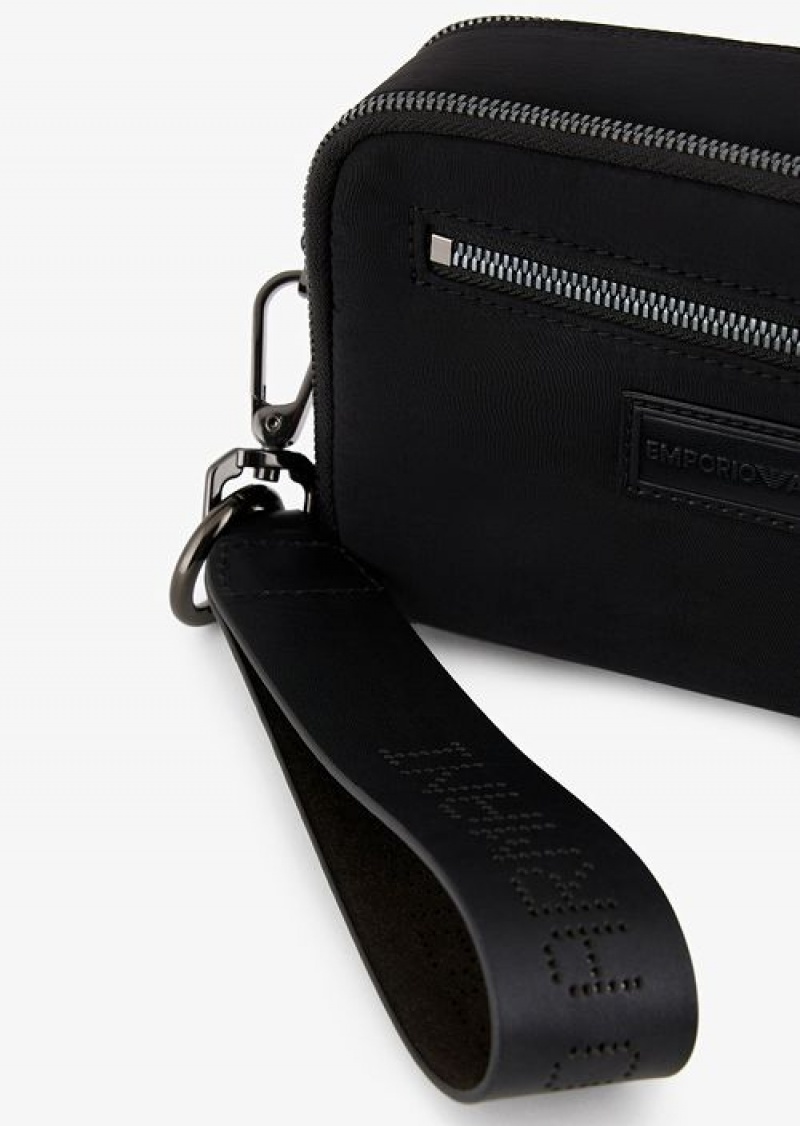 Black Emporio Armani Wrinkled-nylon Washbag | EA-SN59273