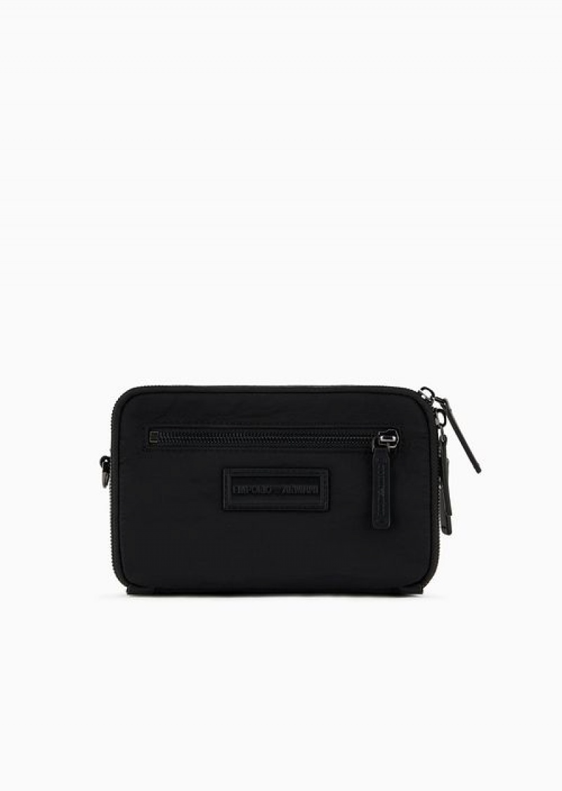 Black Emporio Armani Wrinkled-nylon Washbag | EA-SN59273